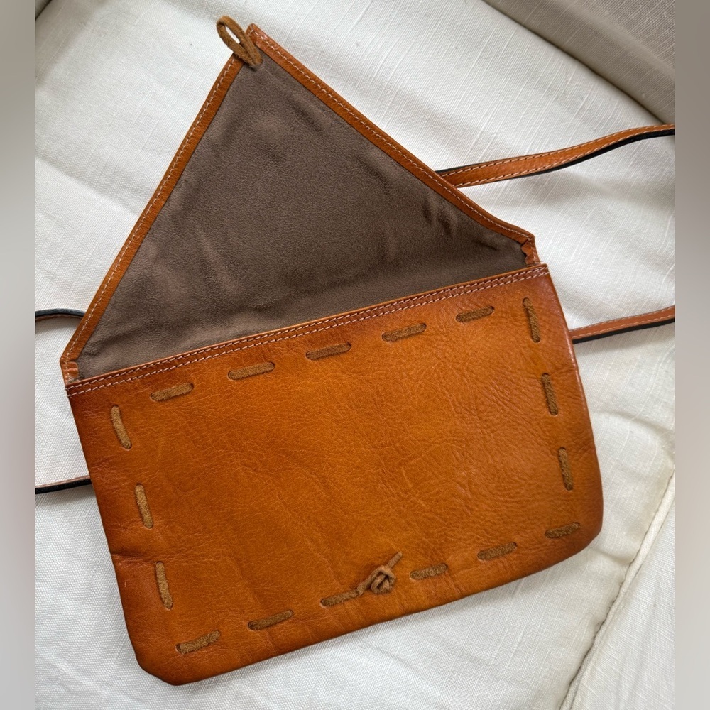Pratesi Firenze brown Leather crossbody clutch bag made in Italy - Picture 4 of 8